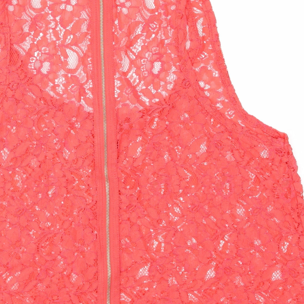 Select Womens Red Lace Basic Blouse Size 12