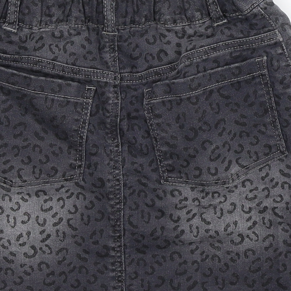 Preworn Girls Grey Denim A-Line Skirt Size S
