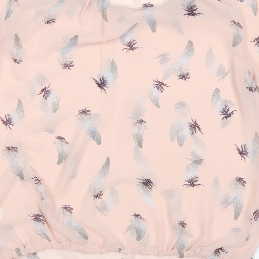 NEXT Womens Pink Polka Dot Basic Blouse Size 12 - see through