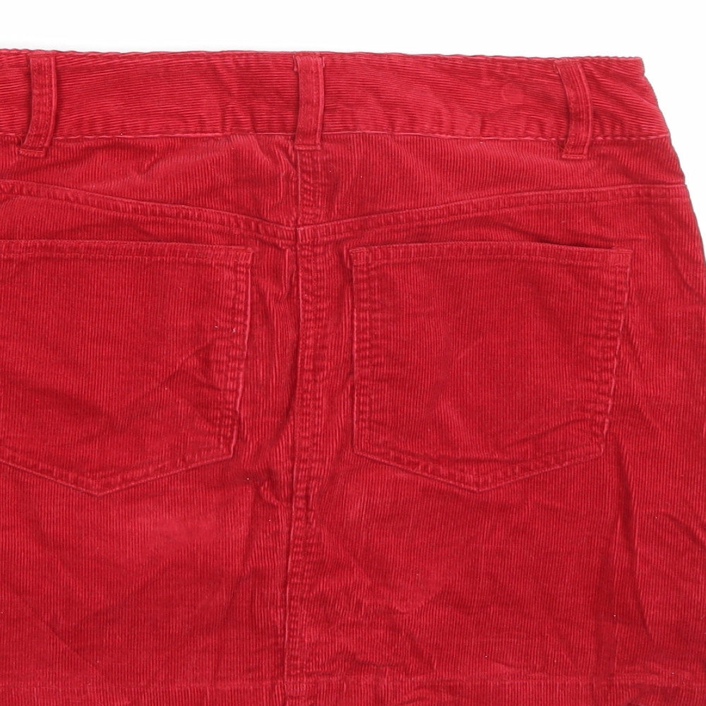 Hennes Womens Red Corduroy A-Line Skirt Size 8