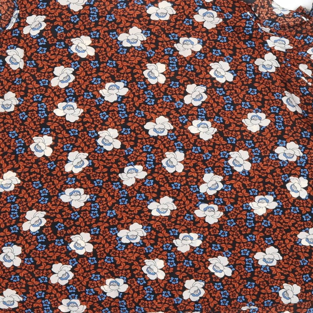 Dorothy Perkins Womens Orange Floral Chiffon Basic Blouse Size 12