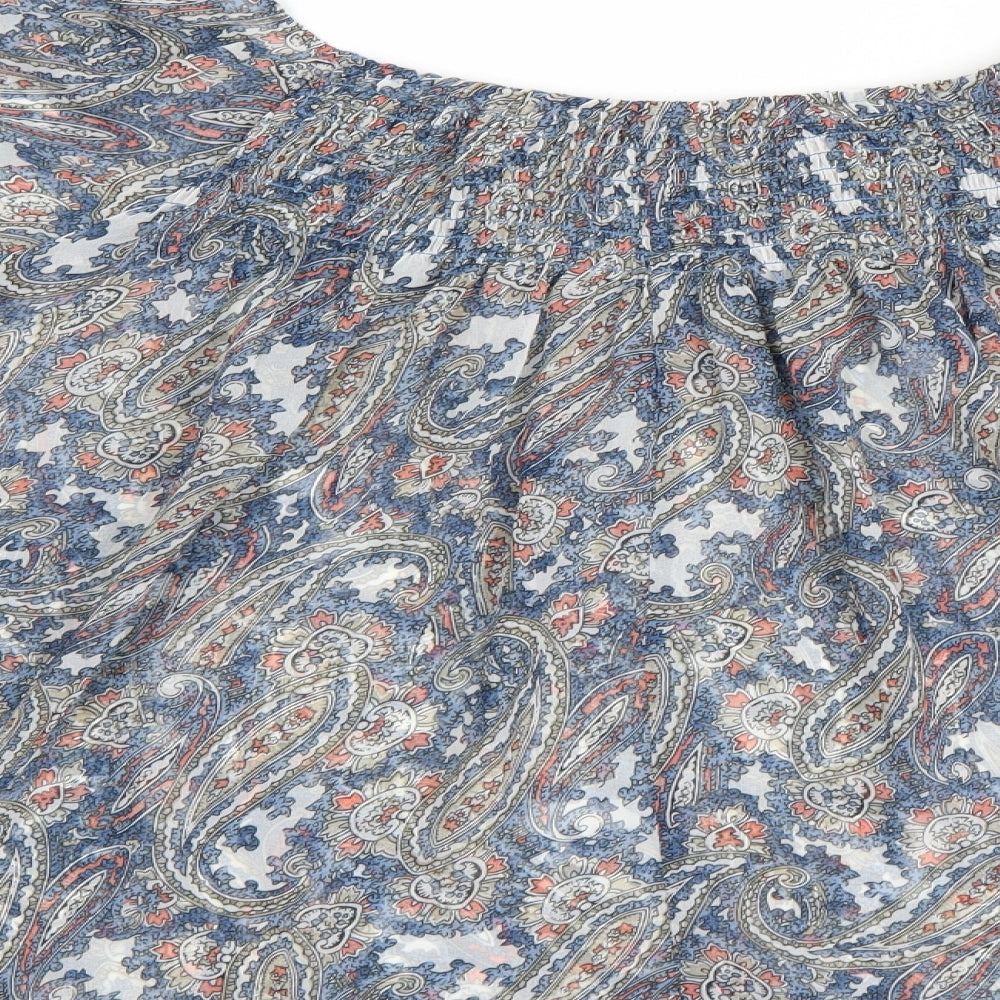 Dorothy Perkins Womens Blue Paisley Chiffon Basic Blouse Size 12 - Flared Sleeves