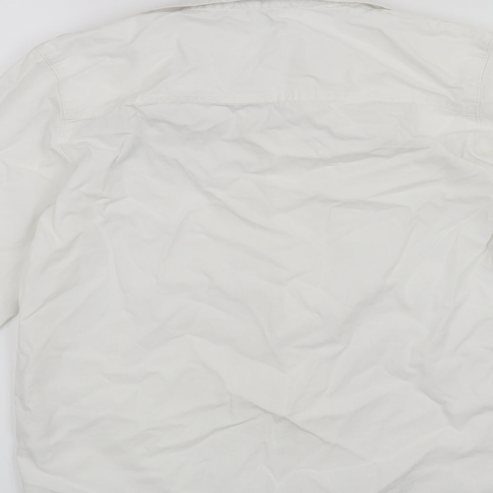 Brand and care label for 3pommes boys’ white basic button-up, size 10, years