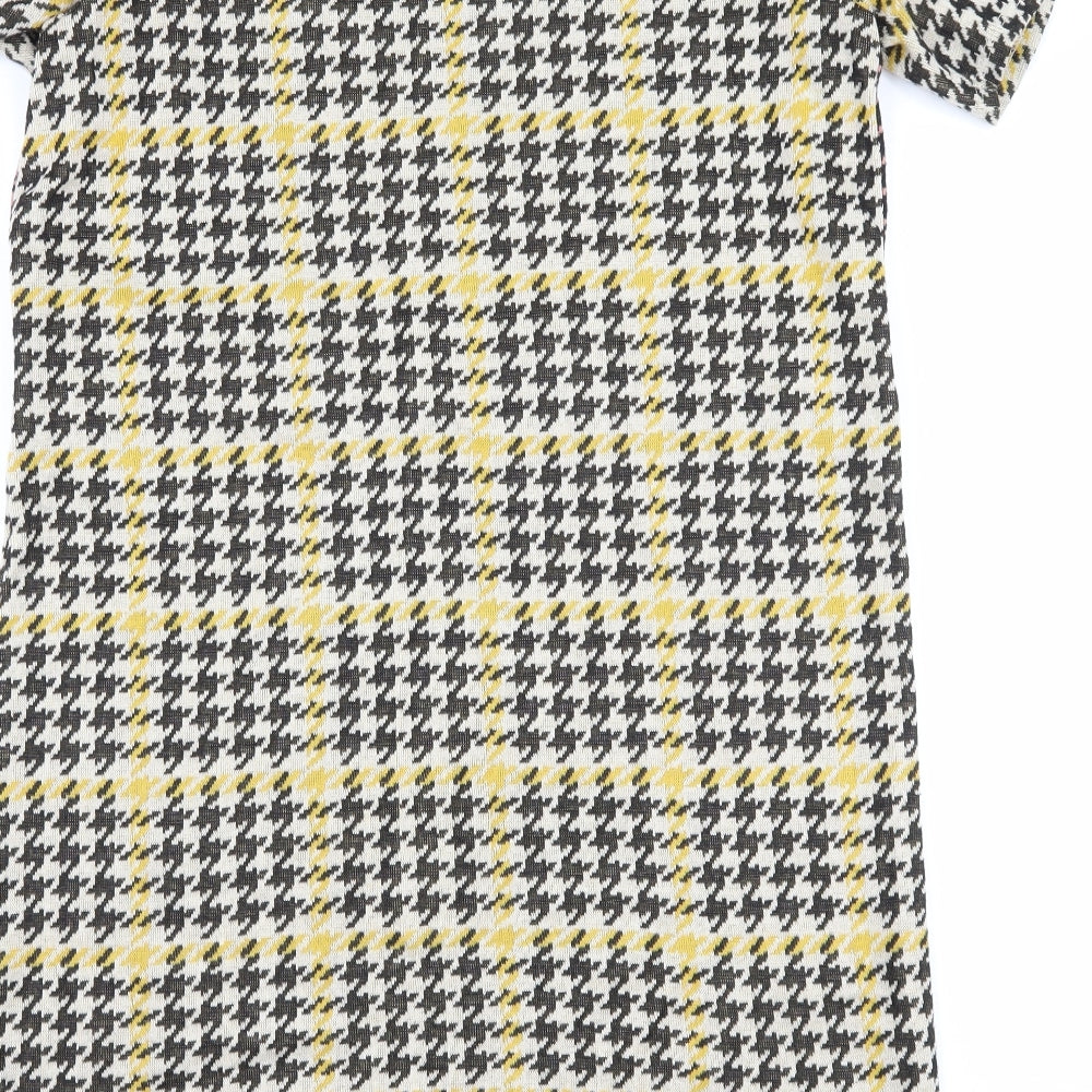 River Island Womens Black Houndstooth Shift Size 8