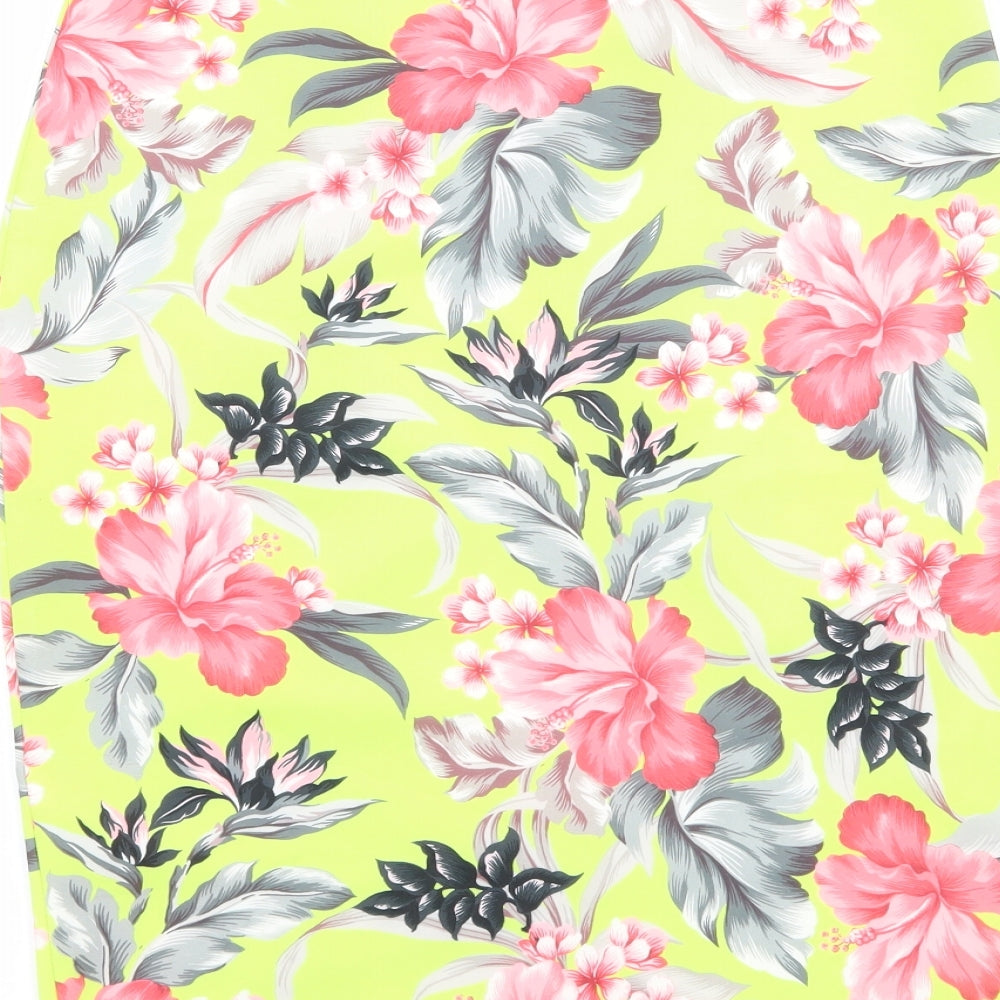 Missguided Womens Green Floral Straight & Pencil Skirt Size 10