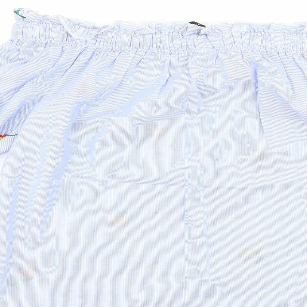 Papaya Womens Blue Striped Basic T-Shirt Size 14