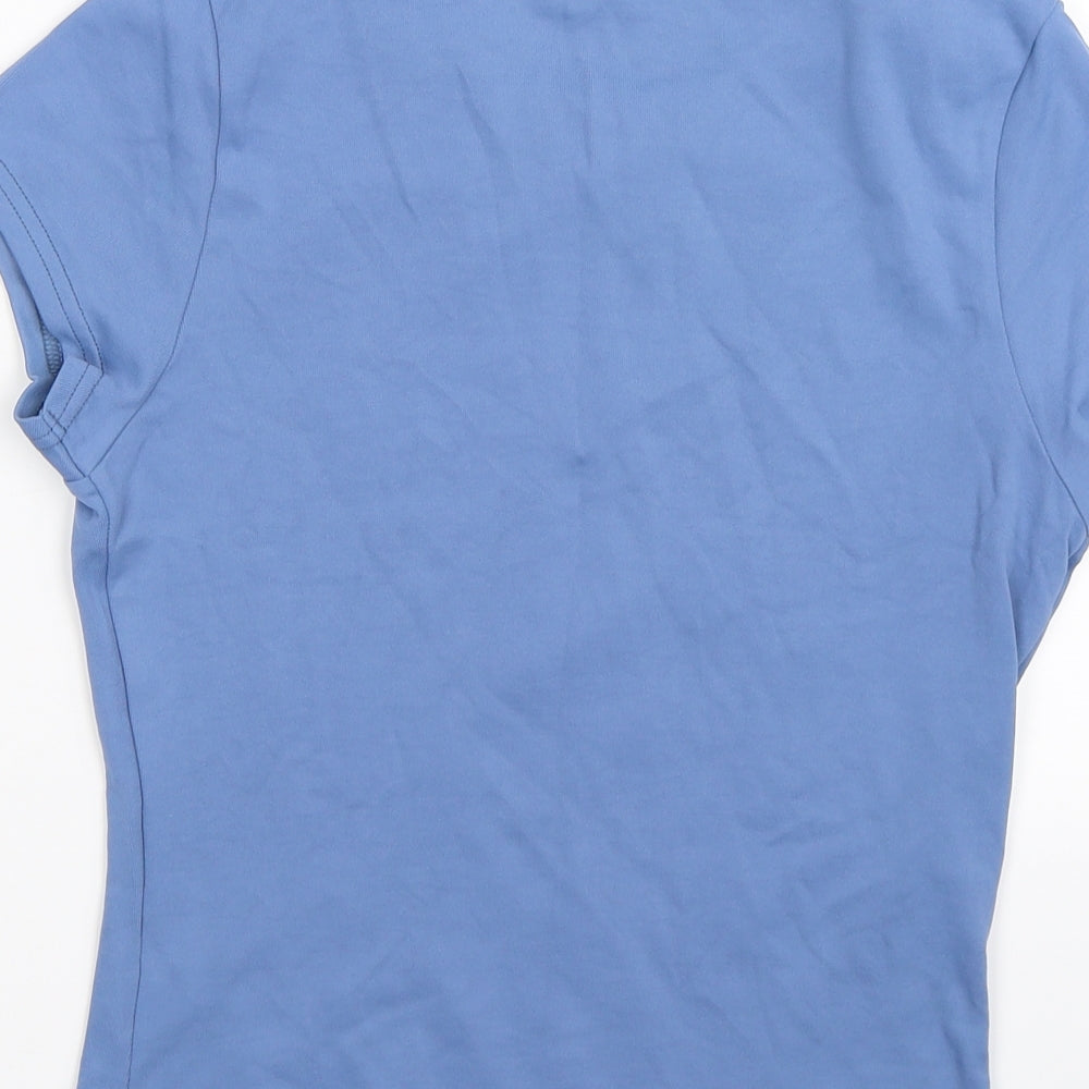 Preworn Womens Blue Floral Basic T-Shirt Size M