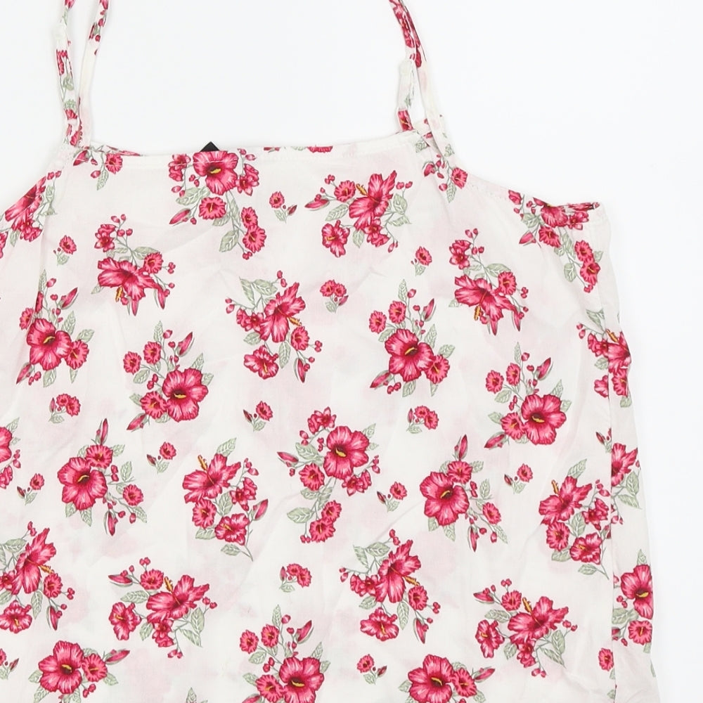Divided by H&M Womens White Floral Camisole Tank Size 8