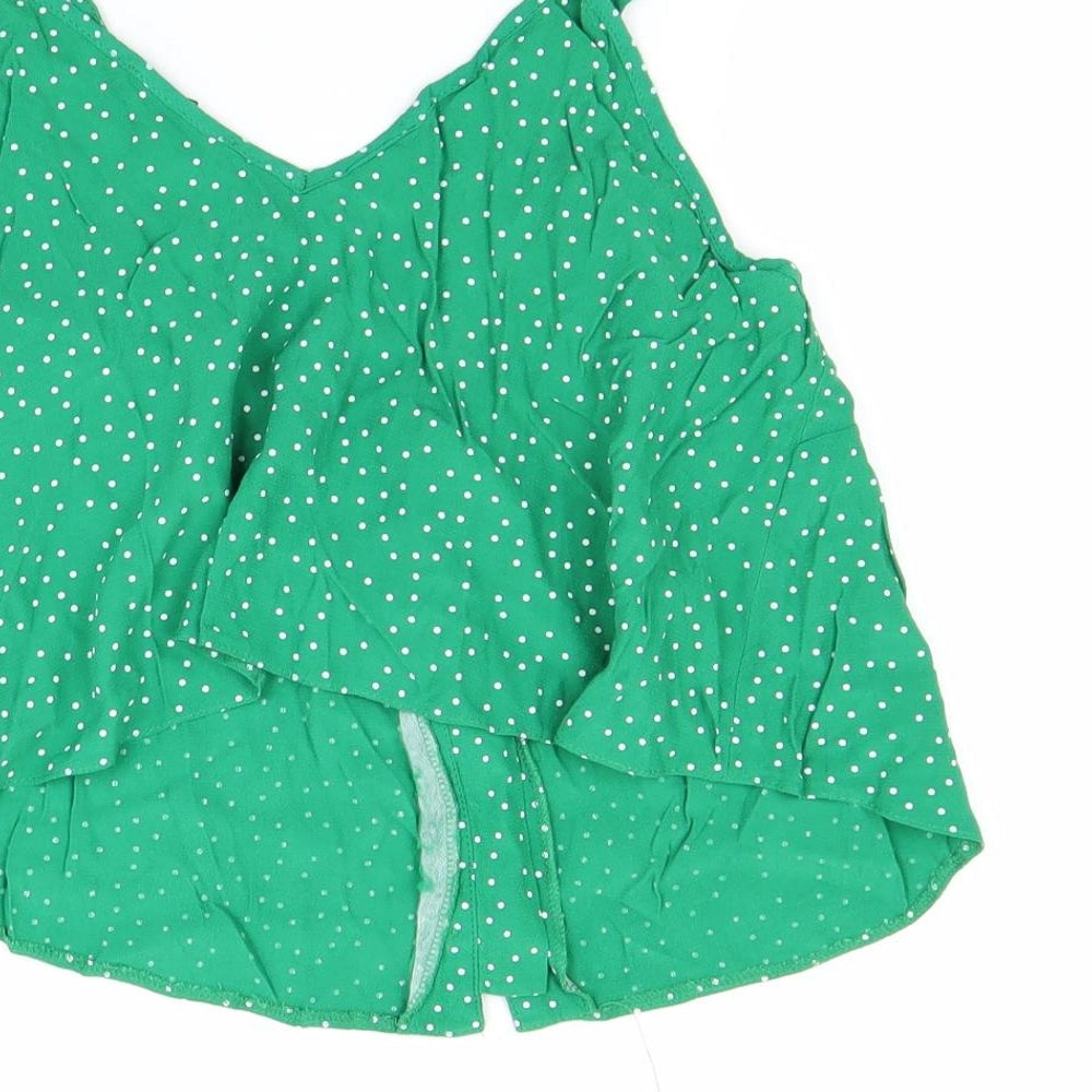 New Look Womens Green Polka Dot Cropped Tank Size 10