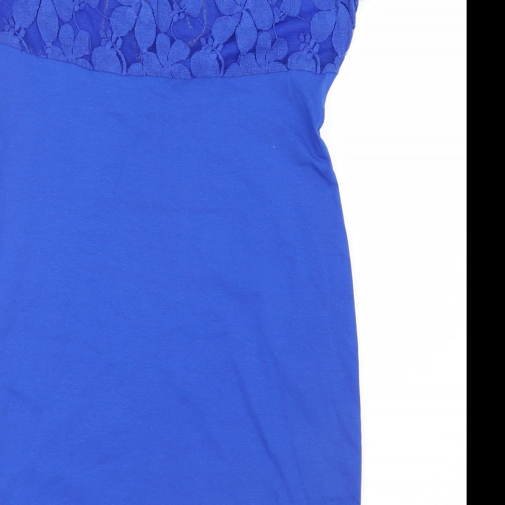 Frime Womens Blue Shirt Dress Size L - Lace detail