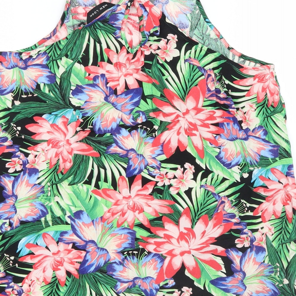 New Look Womens Pink Floral Mesh Basic Blouse Size 14