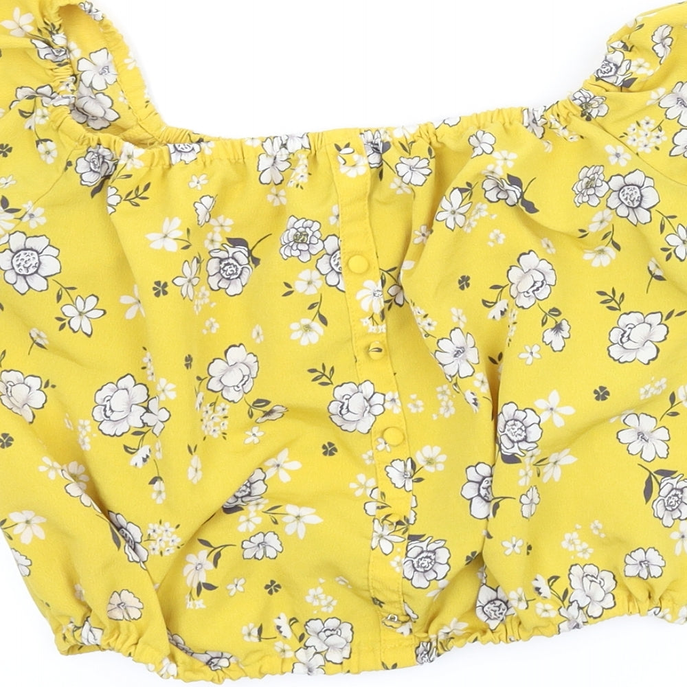 New Look Girls Yellow Floral Basic Blouse Size 13 Years