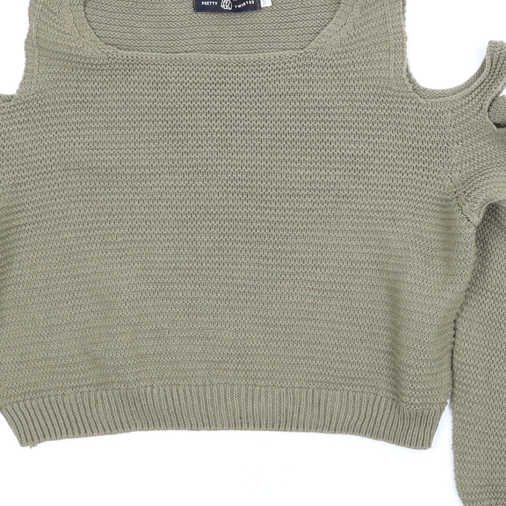 Pretty Twisted Womens Green Pullover Jumper Size S