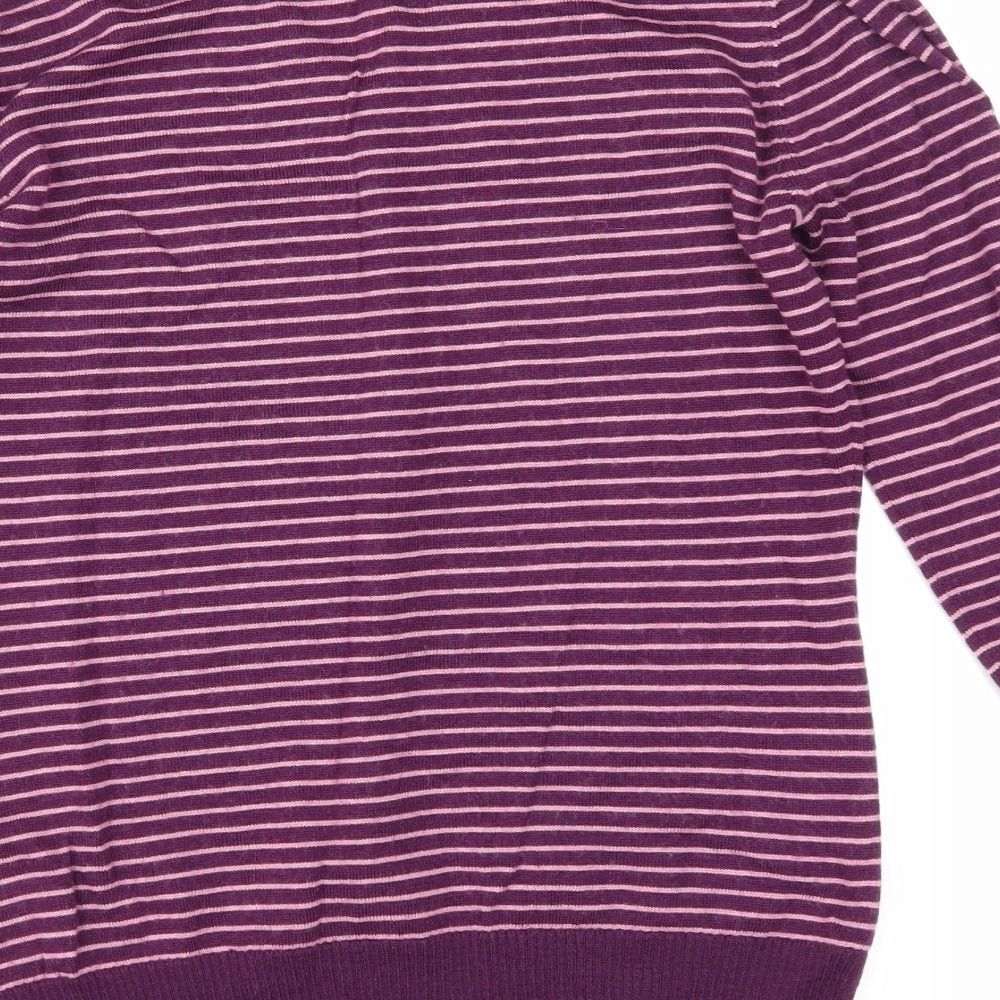 Woolmark Womens Purple Striped Pullover Sweatshirt Size M