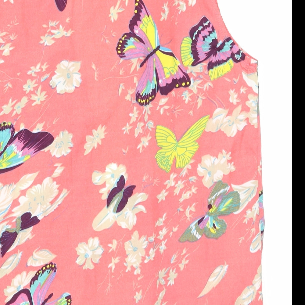purple flame Womens Pink Floral Basic Blouse Size S