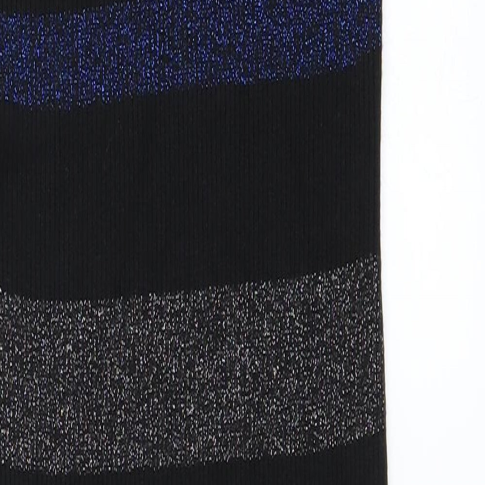 Preworn Womens Black Striped Bodycon Size M