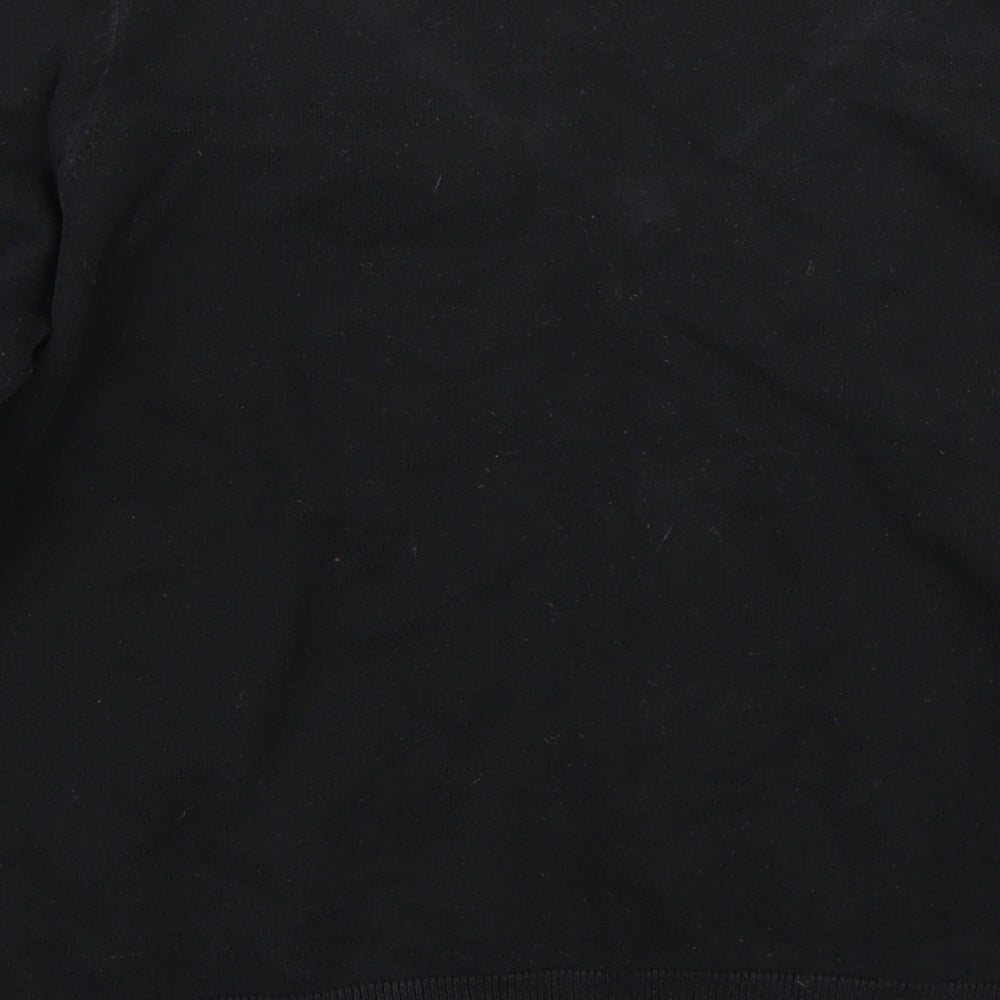 Brand and care label for New Look women’s black henley jumper, size UK 16