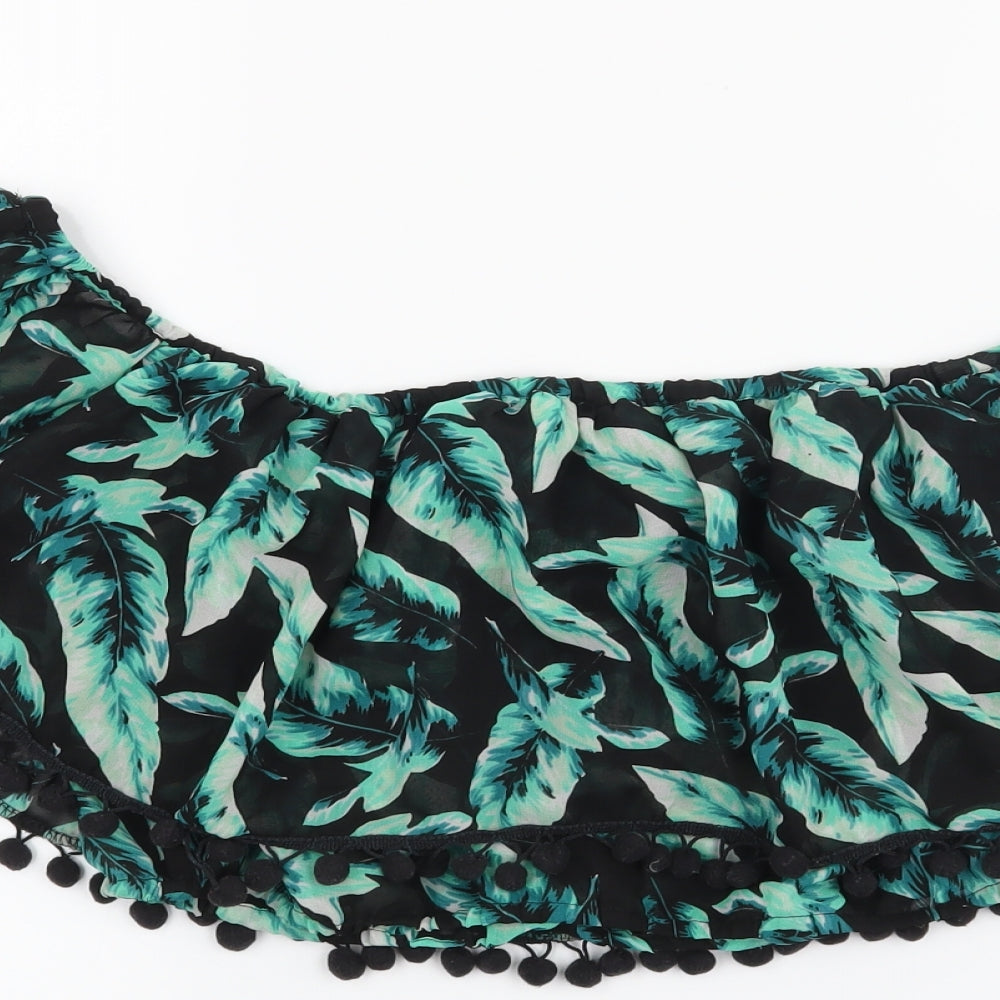 Boohoo Womens Black Floral Cropped Tank Size L