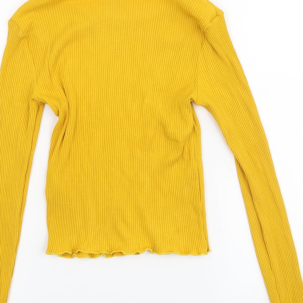 Topshop Womens Yellow Cropped Blouse Size 8
