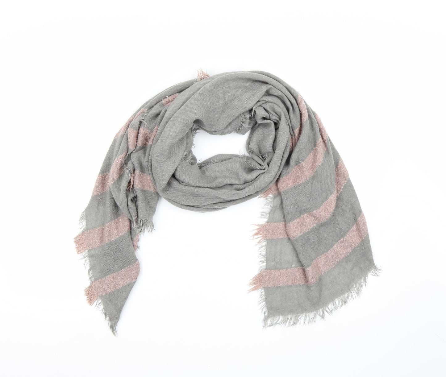 Preworn Womens Grey Striped Scarf