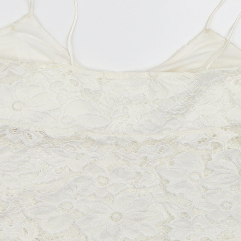 River Island Womens White Lace Cropped Tank Size 8