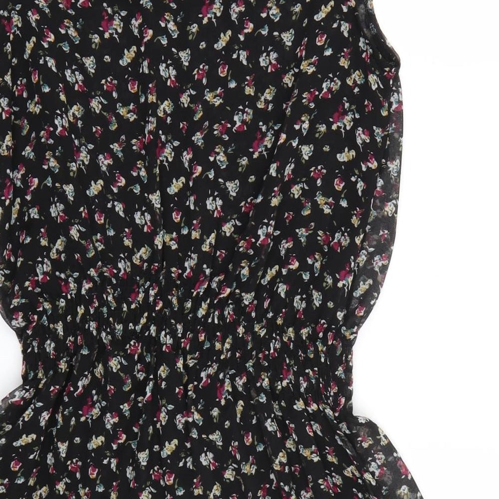 Miss Harvey Womens Black Floral Chiffon A-Line Size 10