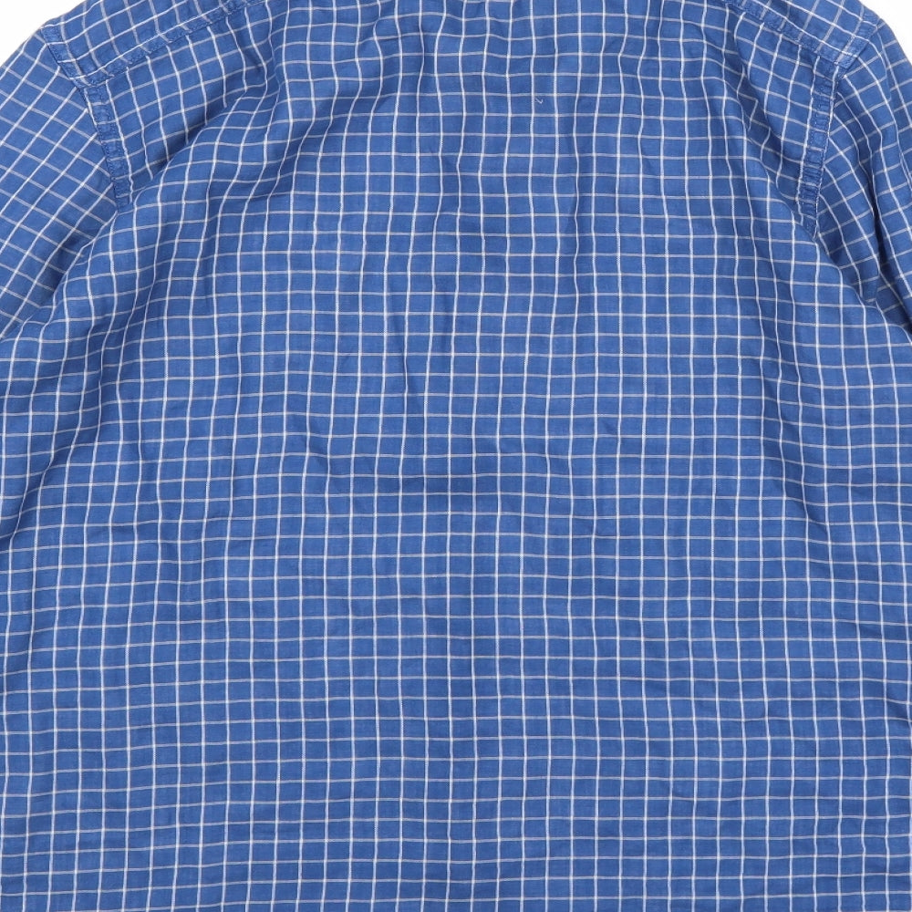 JACHS Mens Blue Check Button-Up Size M