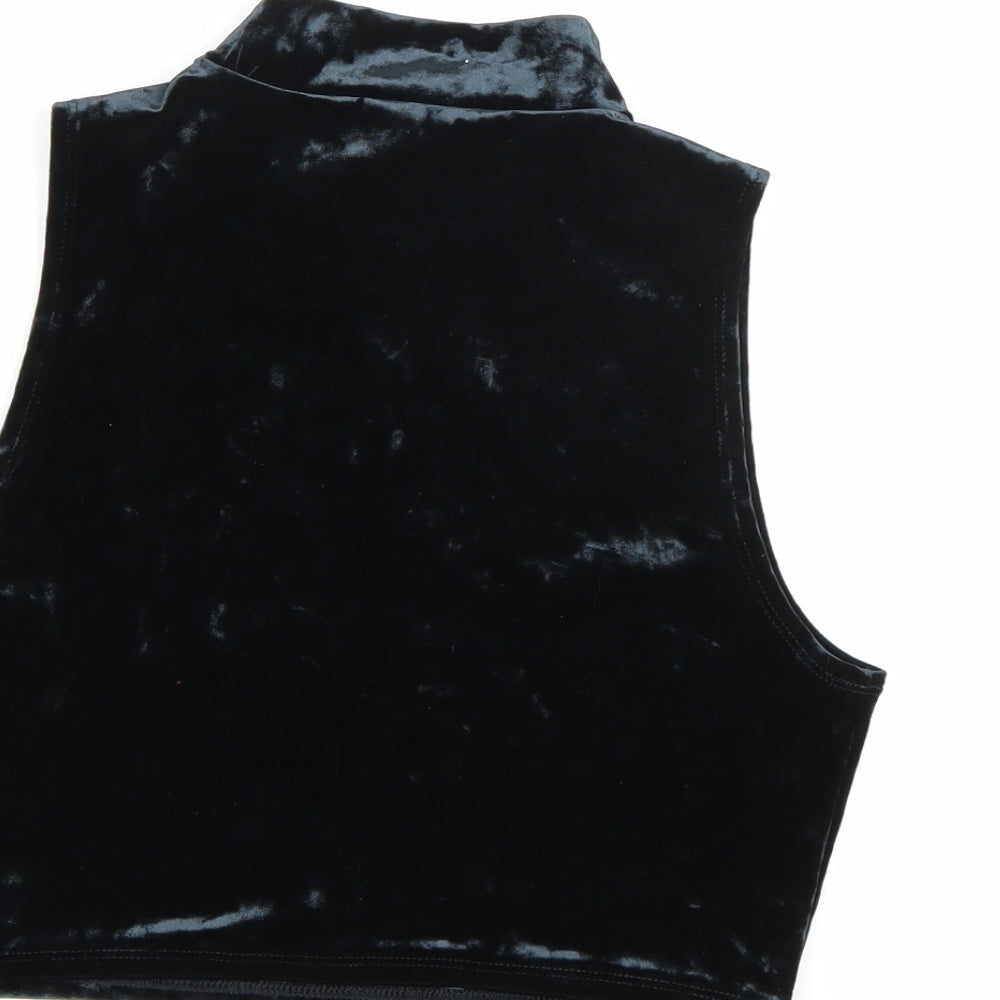 FOREVER 21 Womens Blue Velour Cropped Tank Size L