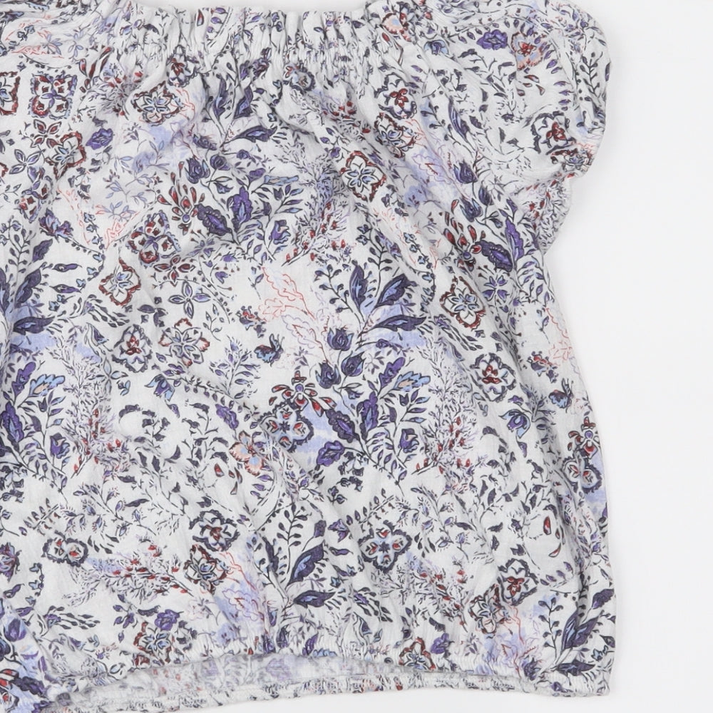 NEXT Girls White Floral Basic Blouse Size 6 Years