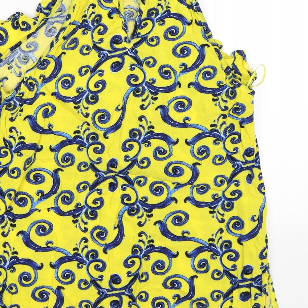 Papaya Womens Yellow Floral Tunic Tank Size 10