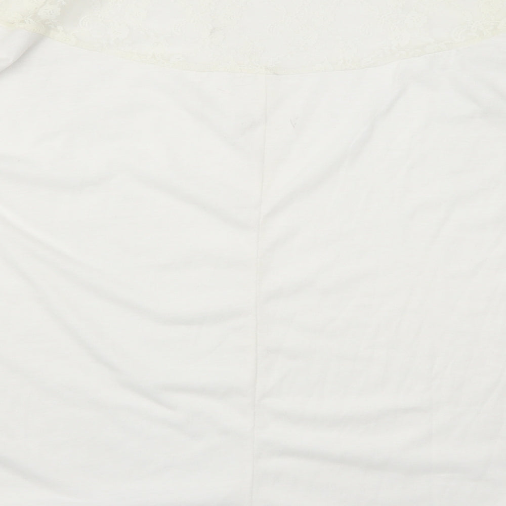 Isassy Womens White Lace Basic T-Shirt Size 2XL