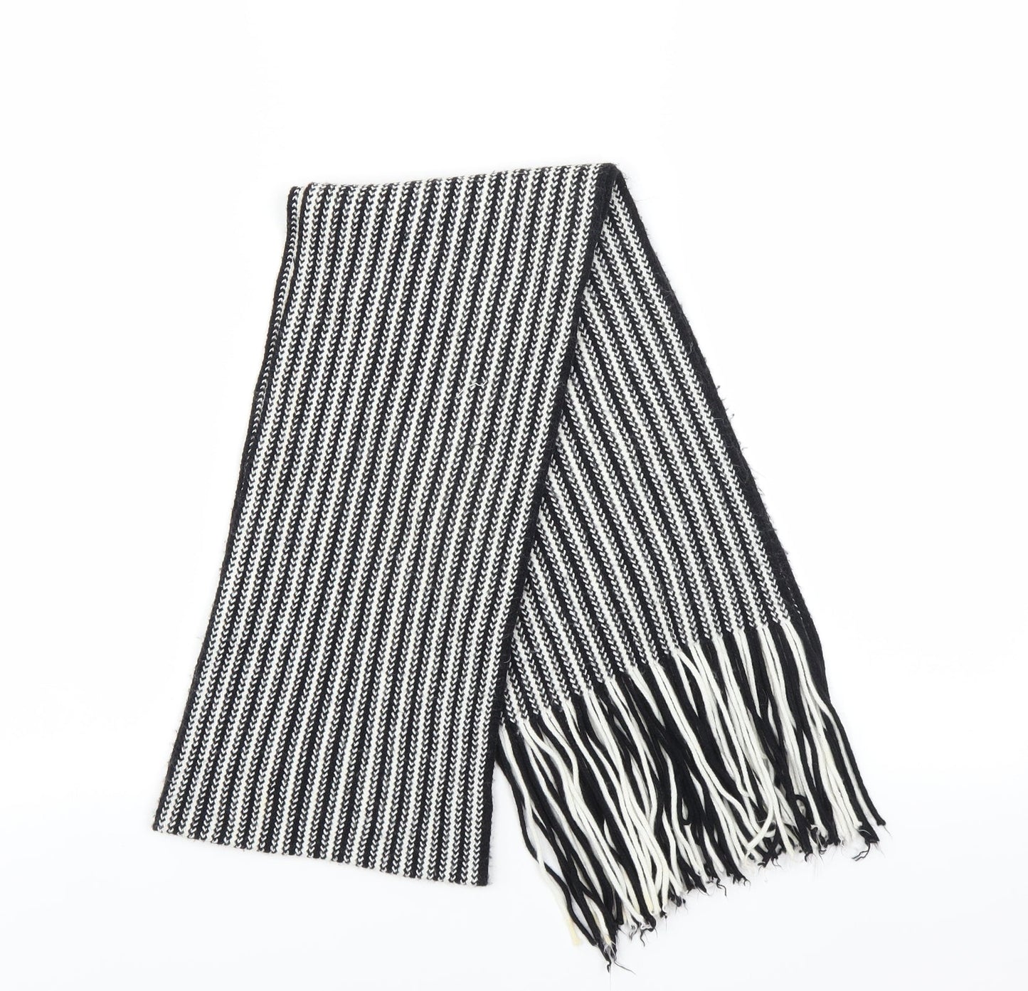 Preworn Unisex Black Striped Scarf