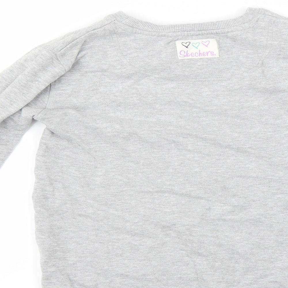Skechers Girls Grey Pullover Sweatshirt Size 8-9 Years - owl