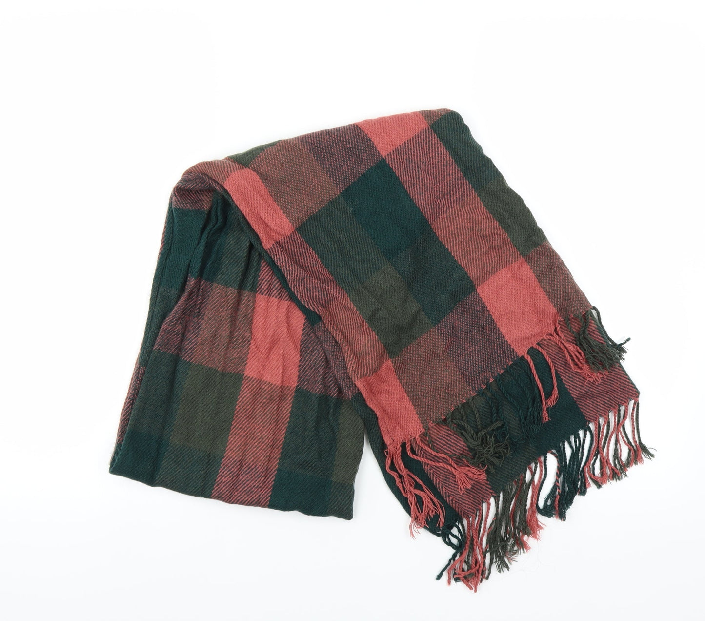 Preworn Womens Green Check Scarf