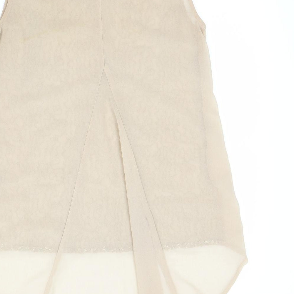 Ribbon Womens Beige Basic Blouse Size 8