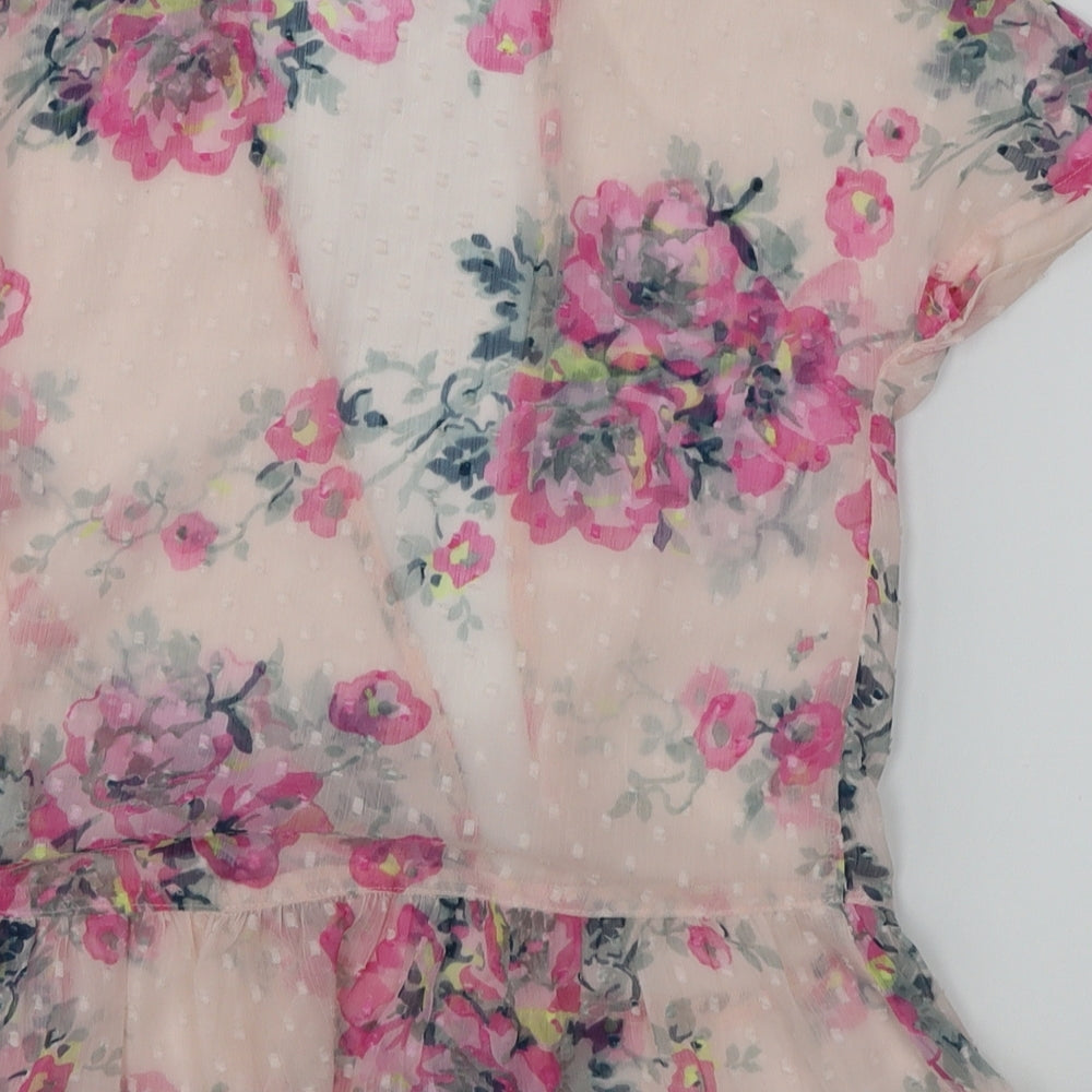 Marks & Spencer Girls Pink Floral Kimono Blouse Size 5-6 Years