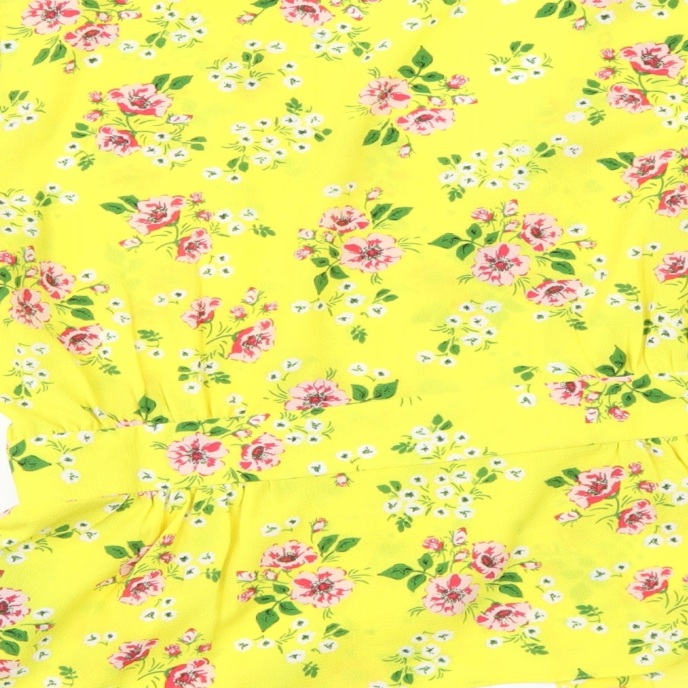 Very Womens Yellow Floral Basic Blouse Size 12