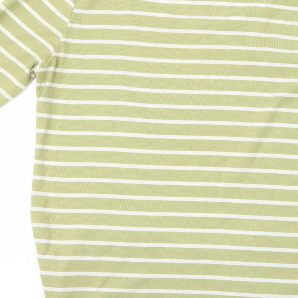 Alexara Womens Green Striped Basic Blouse Size 14