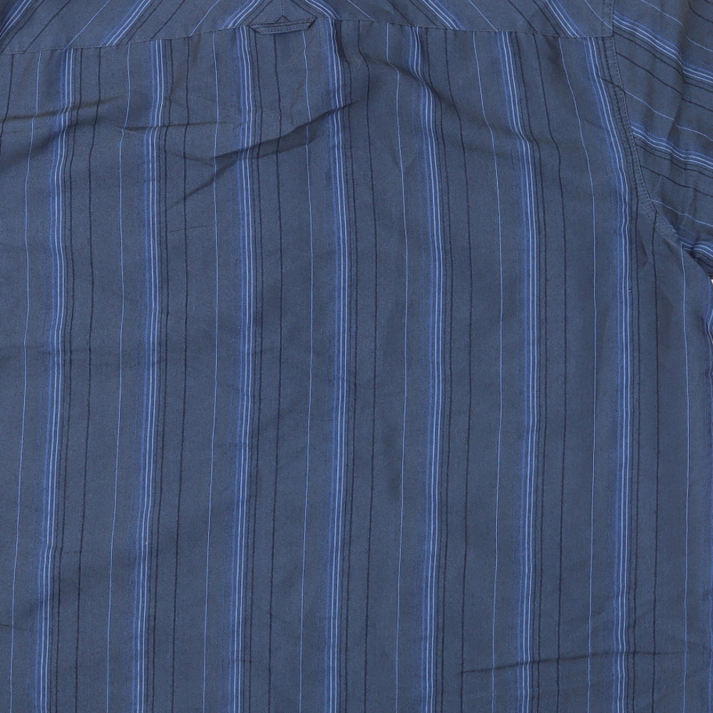 Thomas Nash Mens Blue Striped Button-Up Size L