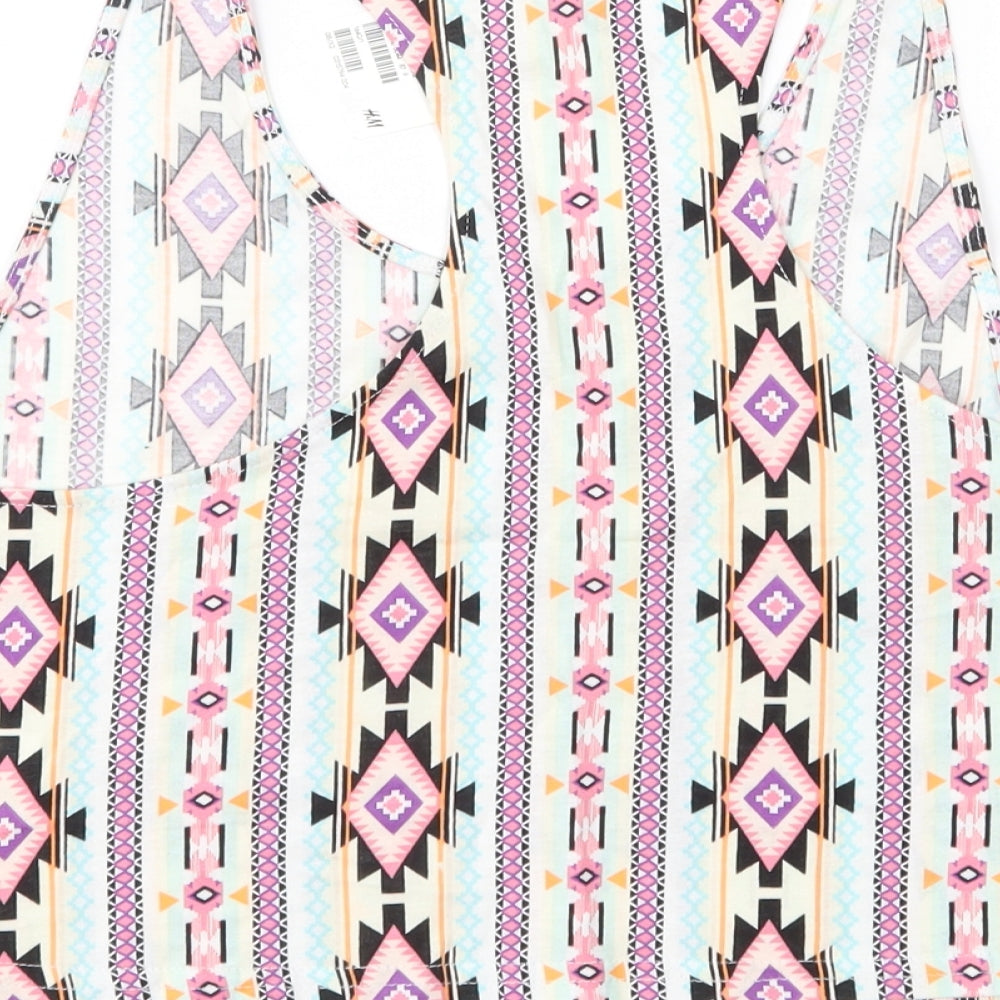 Divided Womens Multicoloured Geometric Cropped Tank Size S