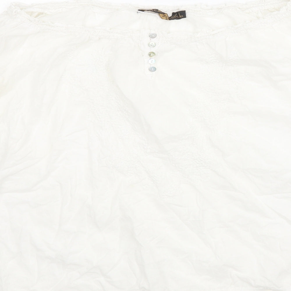 Sfera Womens White Basic Blouse Size L