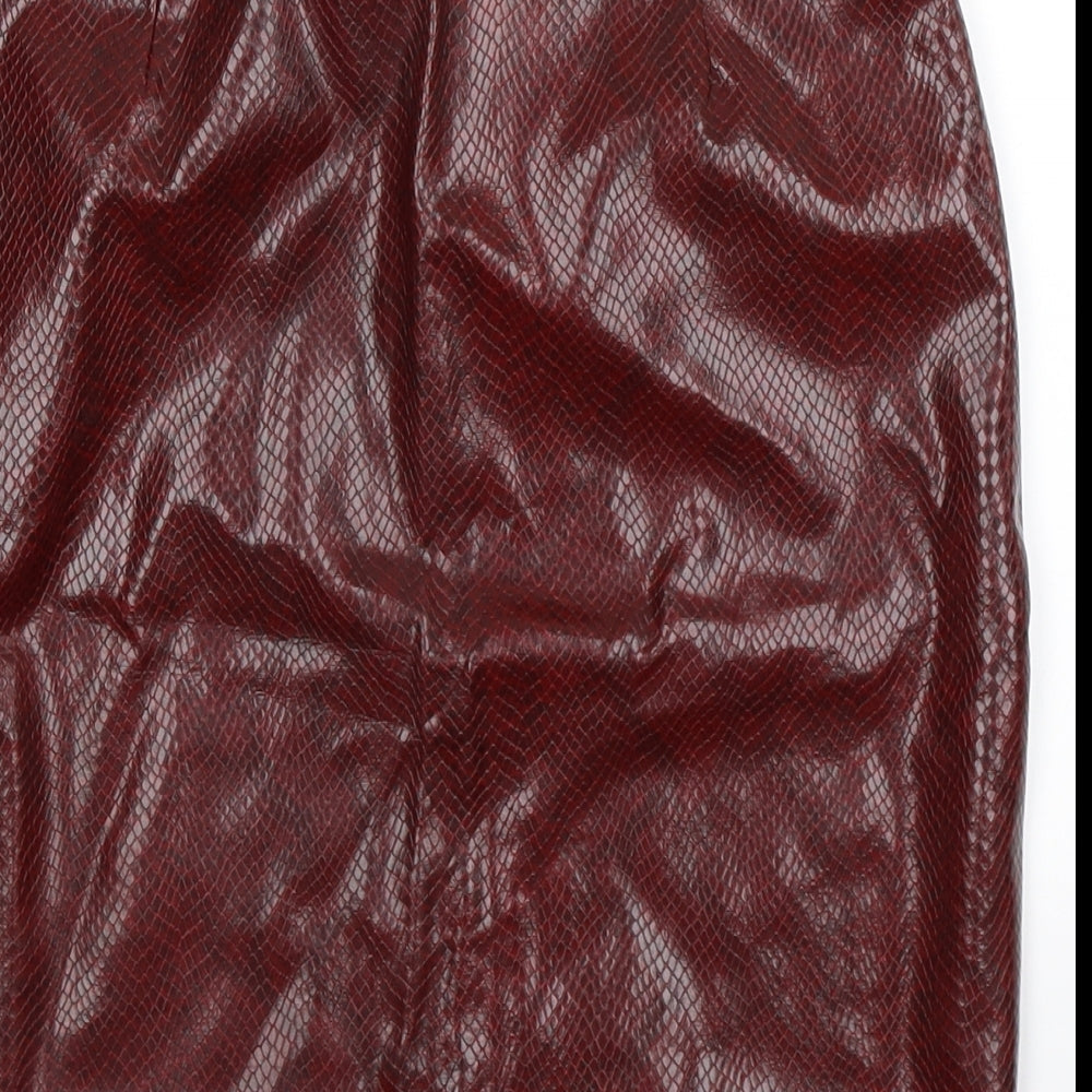 Preworn Womens Brown Animal Print Straight & Pencil Skirt Size 28 in - Faux Leather