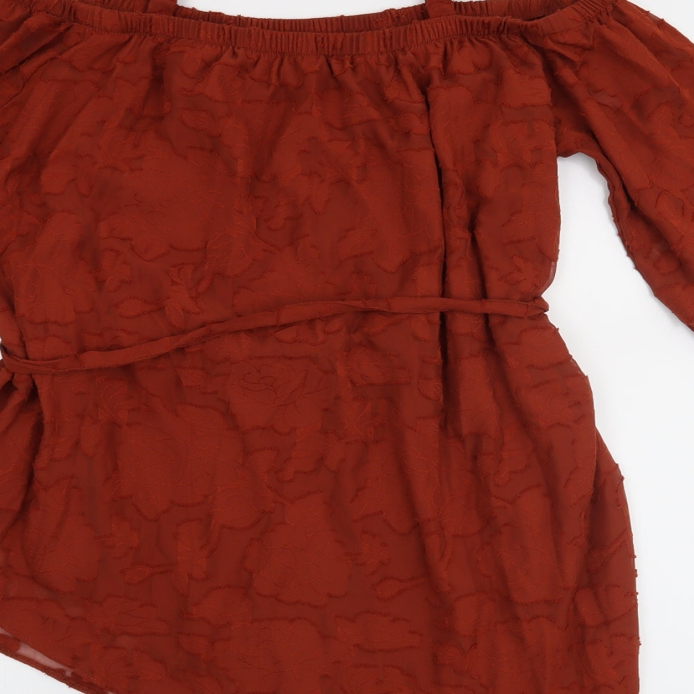 Soon Womens Orange Basic Blouse Size 14