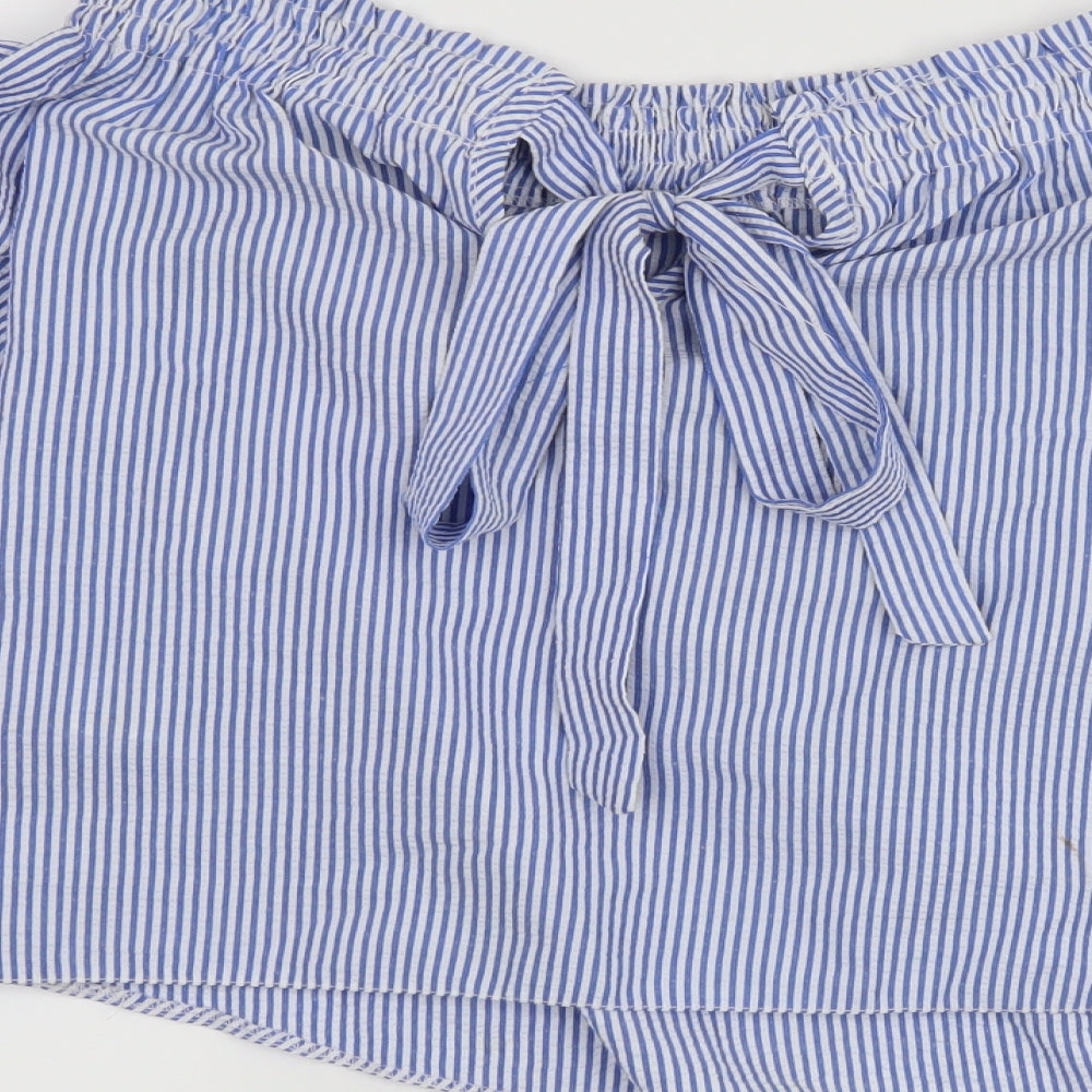 Atmosphere Womens Blue Striped Basic Blouse Size 6