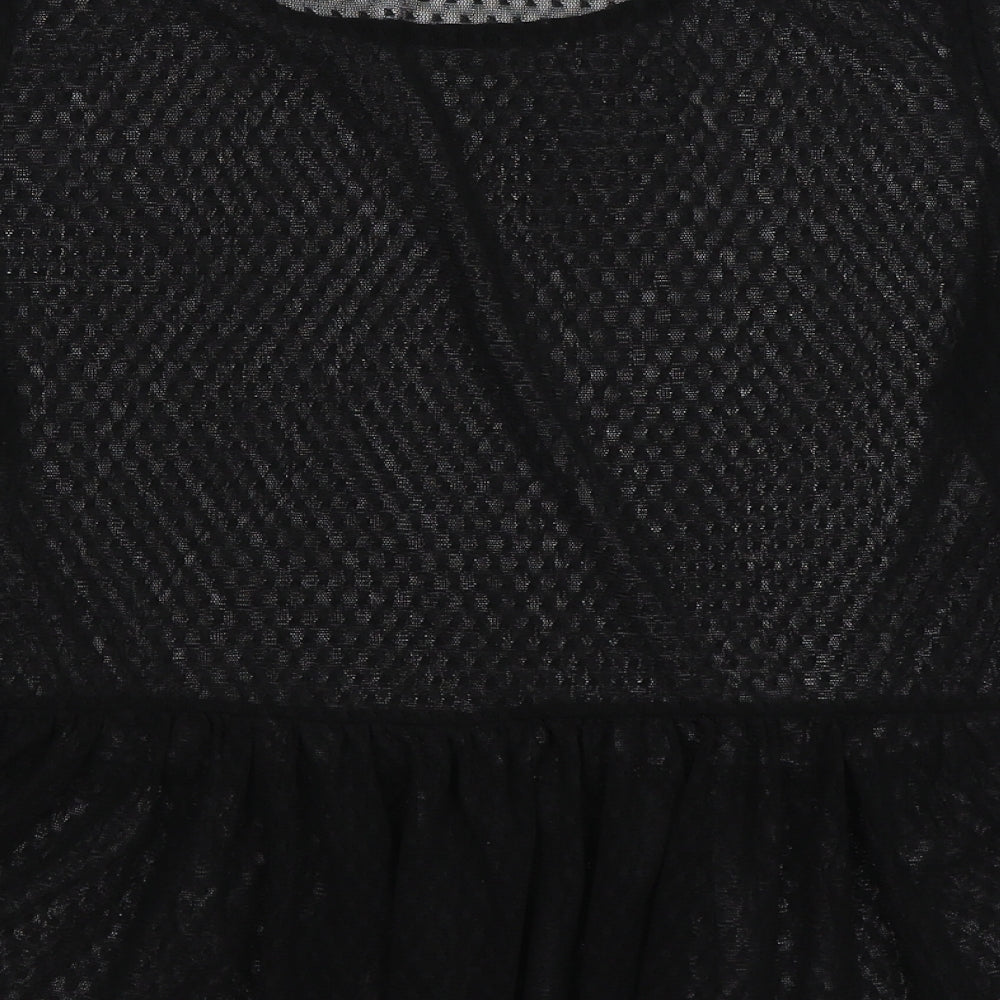 Atmosphere Womens Black Polka Dot Mesh Tunic Blouse Size 14 - peplum hem