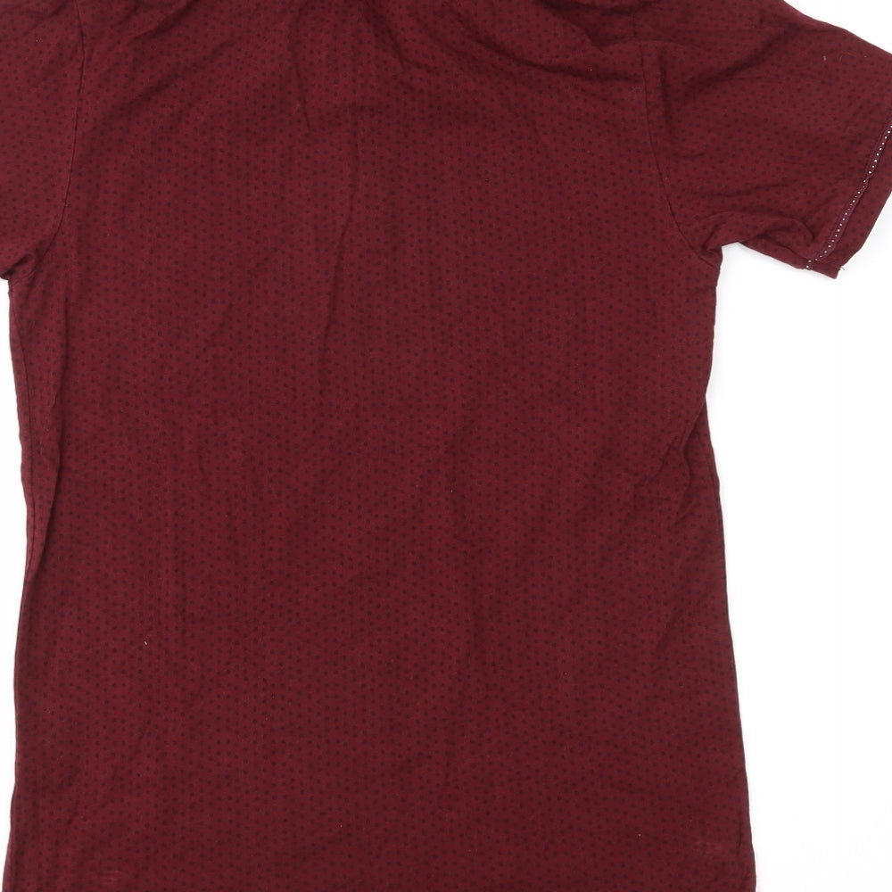 Burton Menswear Mens Red Spotted Polo Size XS