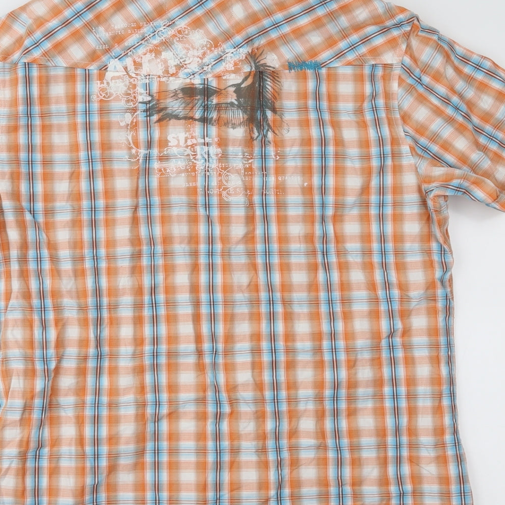 Burton Mens Orange Plaid Button-Up Size M