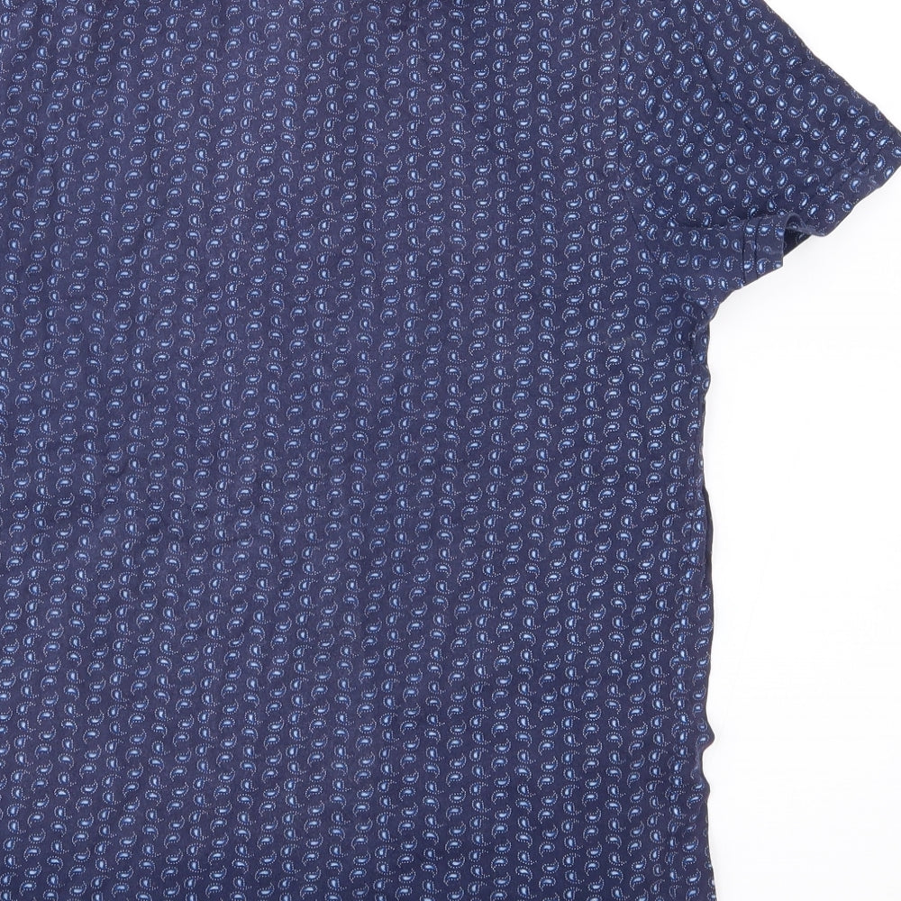 River Island Mens Blue Paisley Polo Size XS