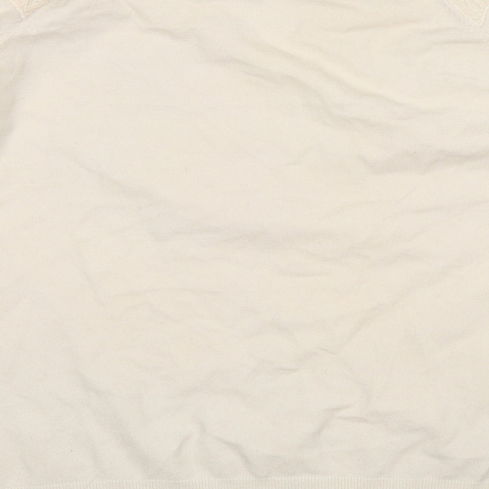 Topshop Womens Ivory Pullover Jumper Size 12 - hole detail on each shoulder