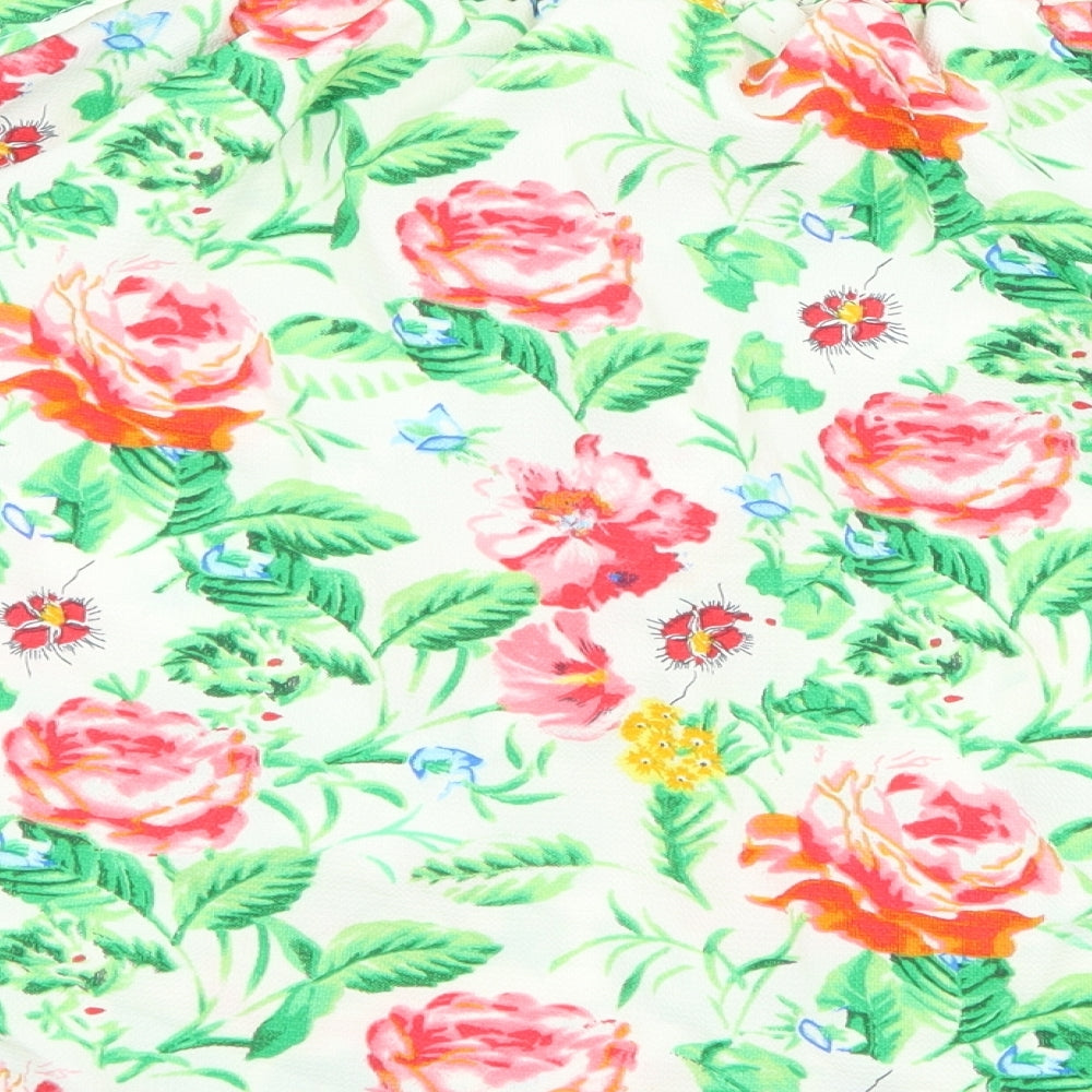 Innocence Womens White Floral Basic T-Shirt Size 14